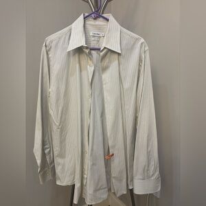 Calvin Klein Men's Pinstripe Dress Shirt - White and Gray